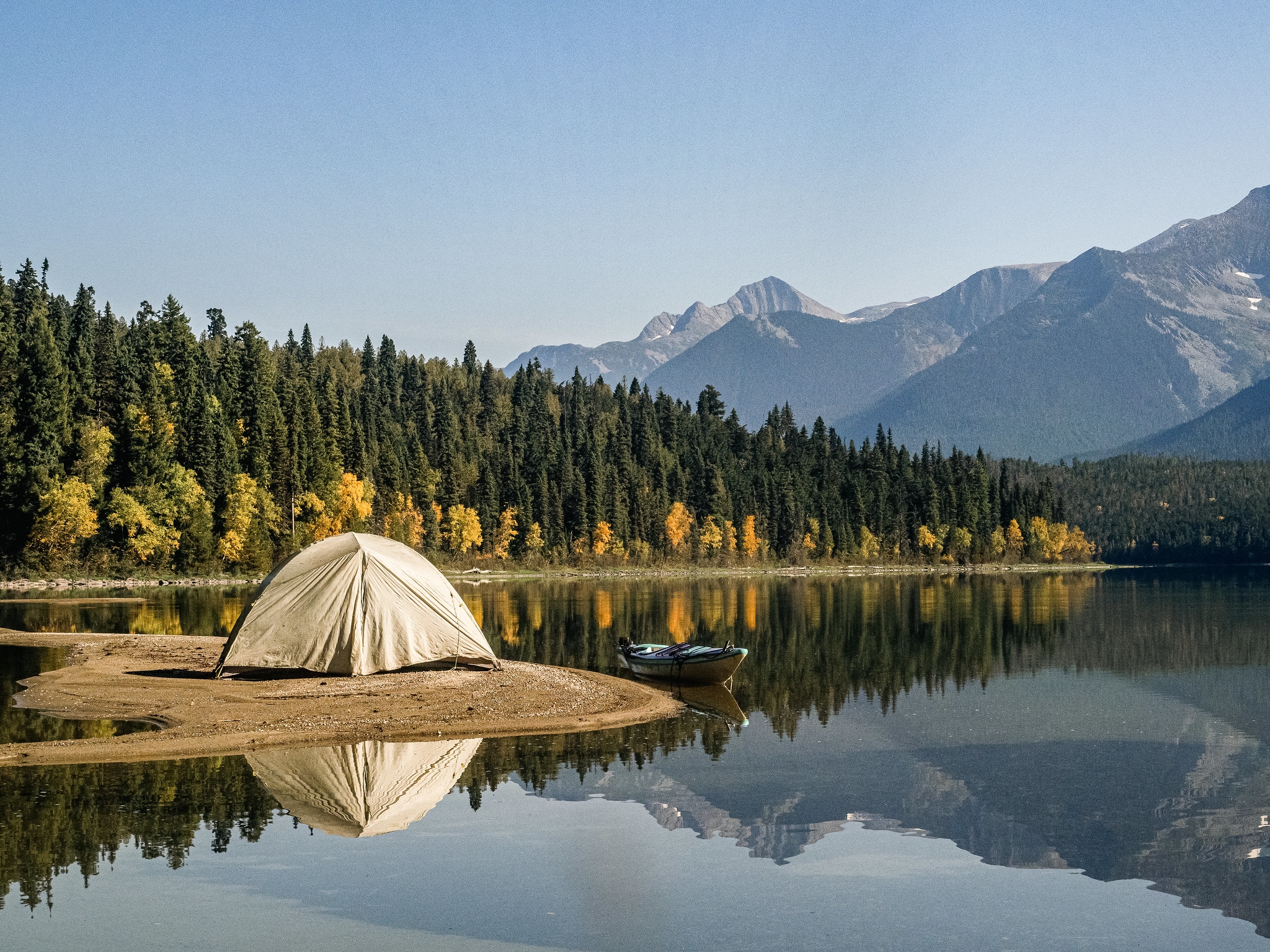 Tent on a lake