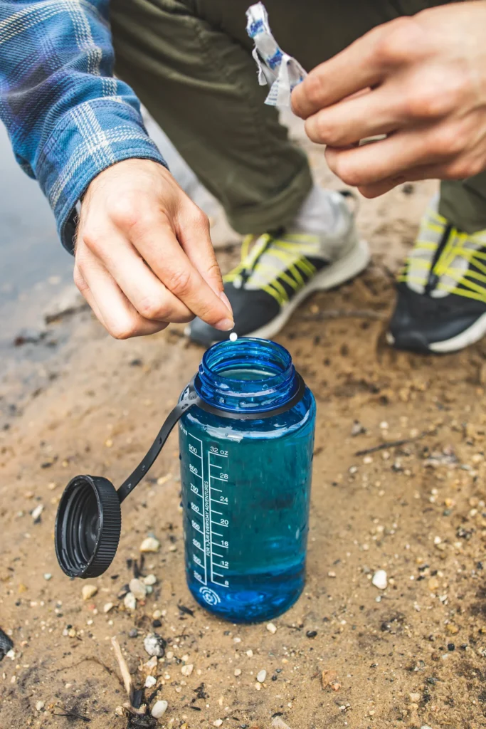 aquatab going in water bottle