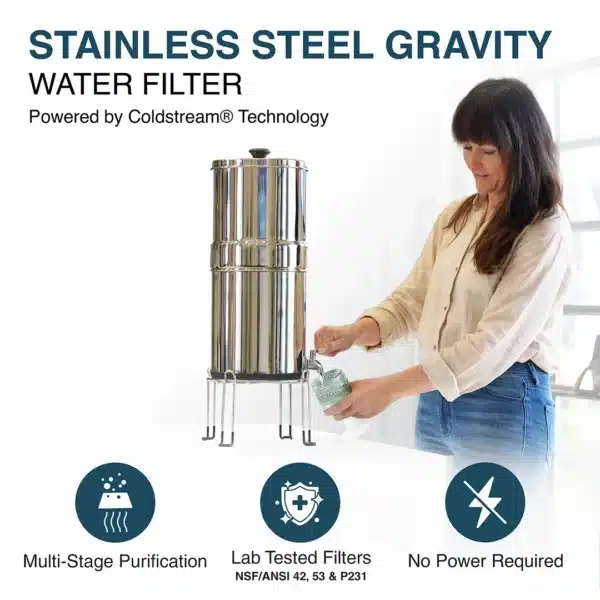 ARMOUR Stainless Steel Gravity Water Filter System - Full Kit with Stand - Image 5